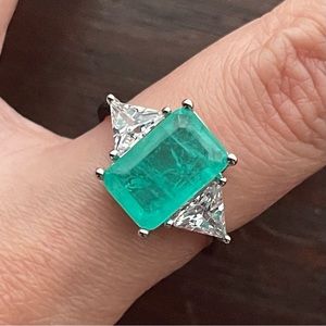 Ocean Blue Crystal Baguette Ring